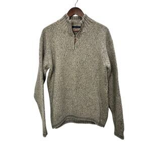 Maglione Valdoglio‎ Italian ¼-Zip Gray & Cream Wool Sweater Men’s Size L/XL
